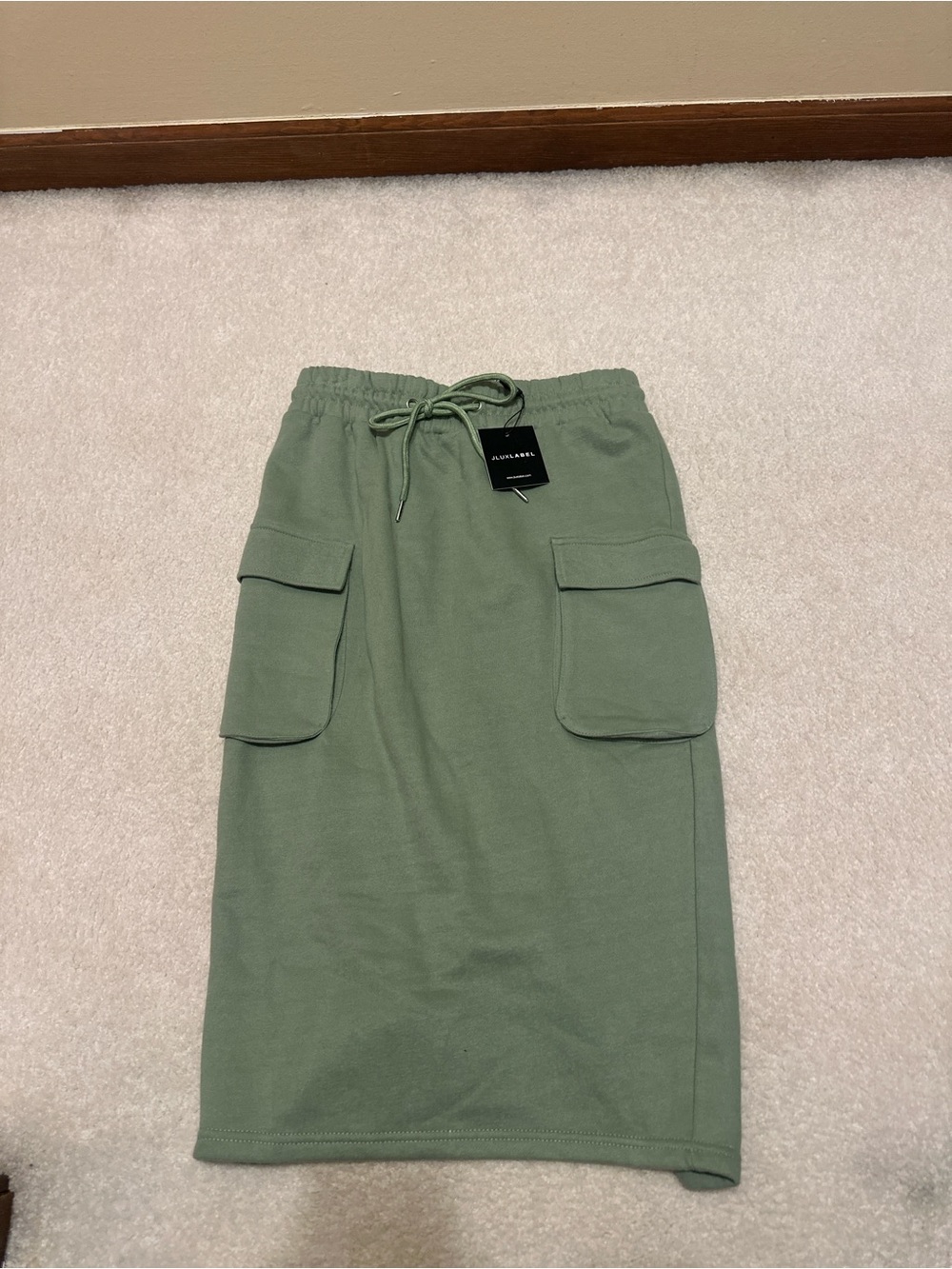 JLUXLABEL Olive Green Cargo Midi Skirt set